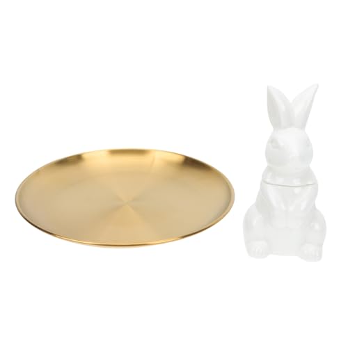 GALPADA plato de frutas al estilo europeo estaño decoraciones neón makeup organizer box estuche para guardar maquillaje organizador de platos de joyas bandeja de joyería en forma de conejo