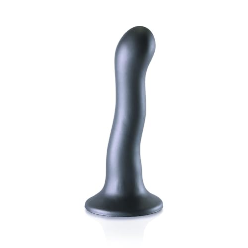 Godemichet classique marque OUCH! Godemichet vaginal avec ventouse ultra douce courbée G-Spot Godemichet 7''/17 cm Gun Metal