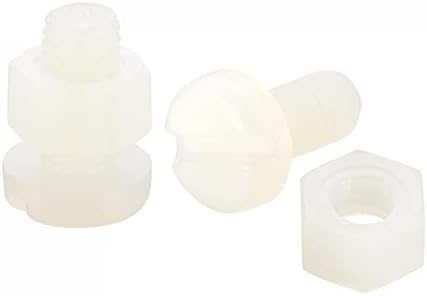sourcing map 20 Pairs Nylon Screw Nut Assortment, M5x30mm Slotted Pan Head Screws & M5 Hex Nuts for Machinery, Electronics, White