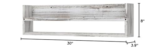 Brightmaison Polynez 30" Floating Shelves for Wall Decor, Kids Bookshelf, Nursery Book Shelves, Multiuse Shelf Set of 2 Wood Burnt White