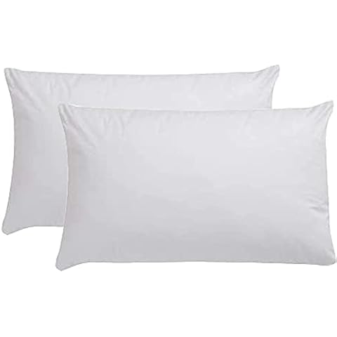 Non-Allergenic Polycotton Hollowfibre Pillows 2 pack - Soft Sleeping Polyester, Hypoallergenic Case, Hotel Pillows, Dust-Mite Resistant Cover