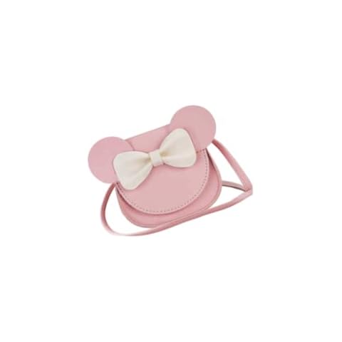 sanvpwsan Little Girl Shoulder Bag Bowknot Flap Mini Handbag Cute Mouse Ear Crossbody PU Bag, Suitable for 2-10 Years Old (Pink) Cover