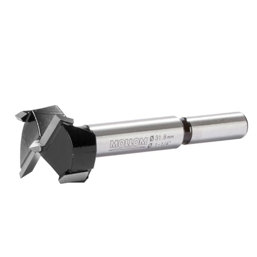 MOLLOM 1-1/4" (31.8mm) Forstner Drill Bit for Precise Woodworking with Durable YG8 Carbide Thickness of 2.0mm,This Hinge Cutter Tool is Ideal for Hard Wood Plastic