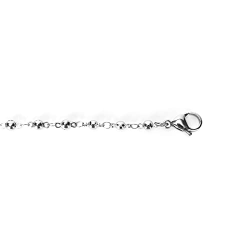 Image of Eyeglass Chain Silver Stainless Steel Handmade Necklace for Reading Glasses Sunglass Beaded Chains for Men Women