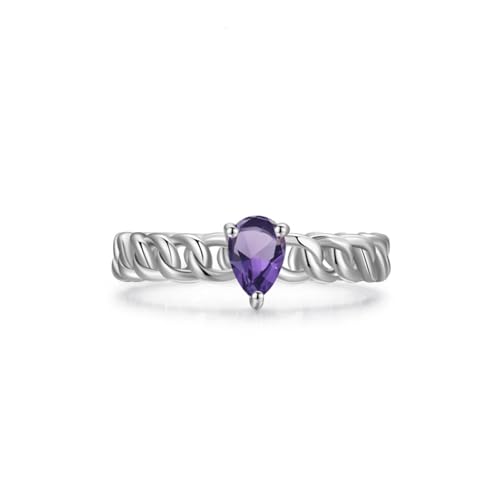 Bague Argent 925 Femme Violette en zircone cubique taillée en poire de haute joaillerie