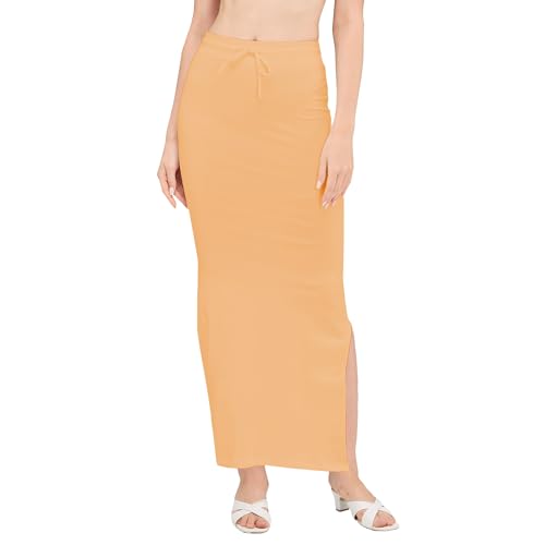 Image of DESI GIRL Cotton Lycra Stretchable Saree Shapewear Petticoat with Drawstring for Women | Fishcut Saree Petticoat with Side Slit for Easy Movement | Saree Shaper | Long inskirt