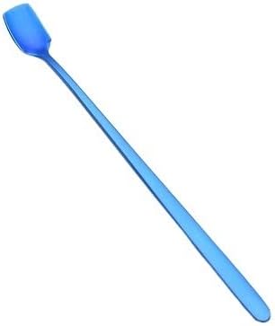 Silverware Flatware Set, 1/4/6/8/10 Pcs Restaurant 304 Stainless Steel Long Handle Coffee Spoon Thickened 304 Stainless Steel Long Handle Ice Spoon (Color : Blue, Size : 8Pcs)