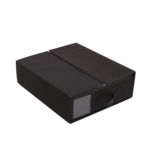 Xiao Hua Organizador de sábanas y almacenamiento, caja de almacenamiento plegable con ventana y etiqueta, carpeta organizadora de armario de lino para manta, juego de funda de edredón, juego de