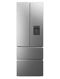 Haier HFW7720EWMP Réfrigérateur combiné - Pose libre, 477L, My Zone Plus, Humidity Zone, Fontaine à eau, Smart Home (Wi-Fi), Gris, Classe E