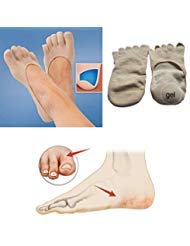 5 Toe Moisturizing Gel Socks - Gel Heel SPA Socks - Moisturizing Toe Socks for Dry Cracked Feet and Rough Skin Repair Overnight - Cracked Heel Socks by JERN (1 Pair Spa Gel Heel Sock) - Tan color