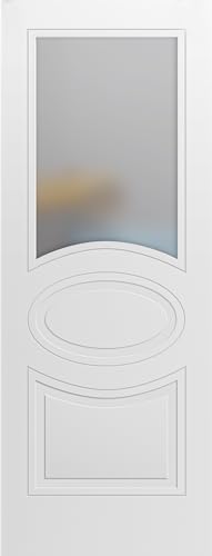 VDOMDOORS Slab Door Panel Opaque Glass 30 x 84 inches/Mela 7012 Matte White/Modern Finished Doors/Pocket Closet Sliding Barn