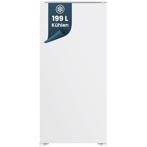 homeX CB1991E Einbaukühlschrank ohne Gefrierfach, 122cm Nische - 199 Liter, Schlepptürtechnik, LED-Beleuchtung, leise 39 dB, Temperaturregelung, Türanschlag wechselbar, Einbau Vollraumkühlschrank