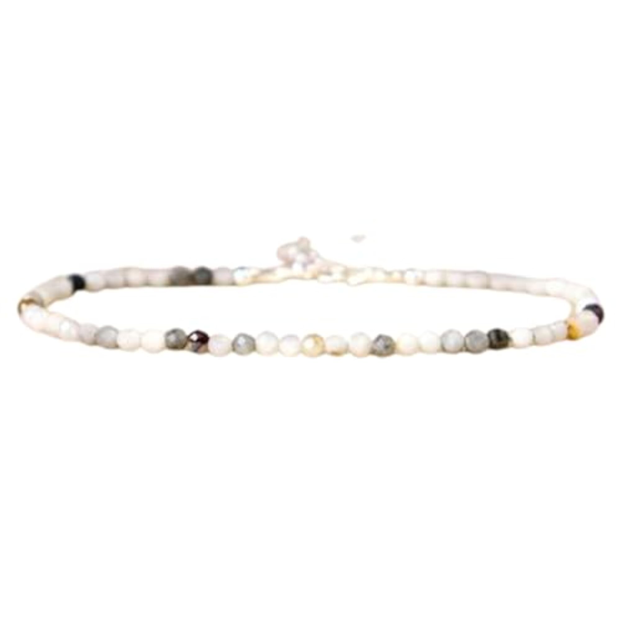 Eagle Eye Rondelle Beaded Bracelet with Silver Lock, Adjustable