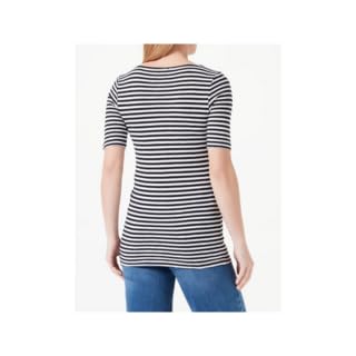 Marc O'Polo Damen T-Shirt mit U-Boot-Ausschnitt gestreift, Mehrfarbig (Multi/Black), XXS – Ansicht 5