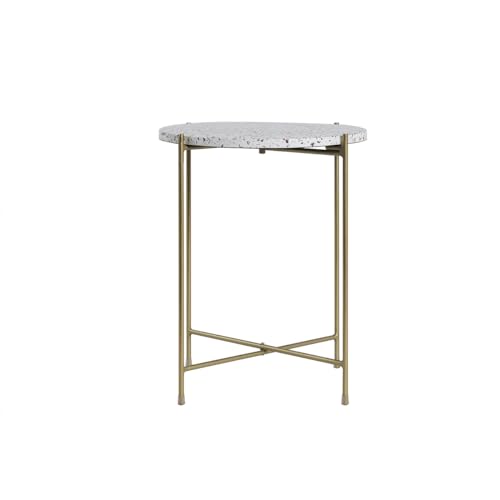 Miliboo Table d'appoint Design Ronde en terrazzo et métal doré D40 cm Mezzo
