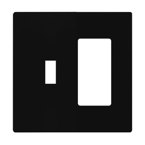 Image of ENERLITES Combination Toggle Light Switch /Decorator Light Switch Plate, Double Switch Wall Plate, Standard Size 2-Gang 4.68 inch x 4.73 inch, Polycarbonate Thermoplastic, Gloss Finish, SI881131-BK, Black