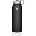 Swig Savvy Water Bottles Stainless Steel - Vacuum Insulated Water Bottle + Stainless Steel Leak & Sweat proof Cap Double Wall Thermos Flask For Hot or cold Beverages (Black, 18oz)