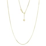 Floreo 10k Yellow Gold 1mm Adjustable Box Chain with Spring Ring Clasp and Small Heart Charm, 24 inch
