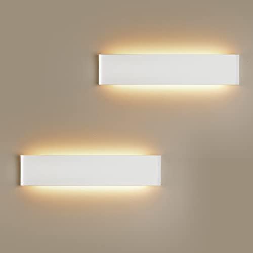 FUPE Applique da interno bianca led luce calda 24W Lampada da Parete Moderno Applique LED 2880 Lumen Superluminoso Bianco Caldo Lampada da Parete LED 41CM Lampada a Muro Per Soggiorno
