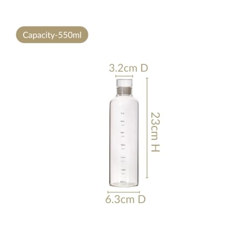 Image of Nestasia Glass Water Bottle Set of 2 (550ml Each) | Leakproof Glass Bottle Set with Airtight Screw Cap for Juice, Milk, Detox Water, Office & Daily Use | Transparent & Durable Fridge Water Bottle