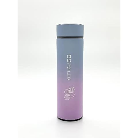 BSPOILED Insulated Travel Flask Stainless Steel Water Vacuum Bottle Double-Walled Coffee Cup Flasks Hot and Cold Drinks Travel Mug for Outdoor Sports Hiking Running 500ml (Purple & Pink) Cover