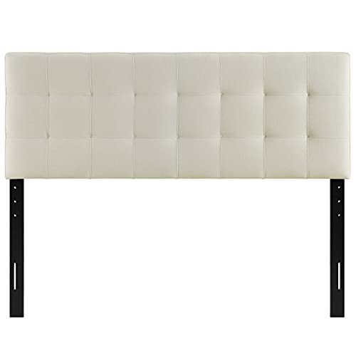 Image of Modway Lily Tufted Linen Fabric Upholstered King Headboard in Ivory
