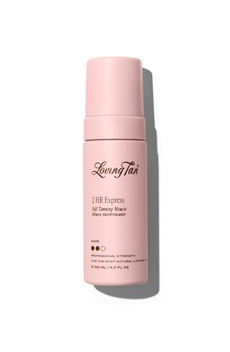 Loving Tan 2 HR Express Mousse Dark - Streak Free Natural looking Professional Strength Sunless Tanner - Up to 5 Self Tan Applications per Bottle Cruelty Free Naturally Derived DHA - 120 ml