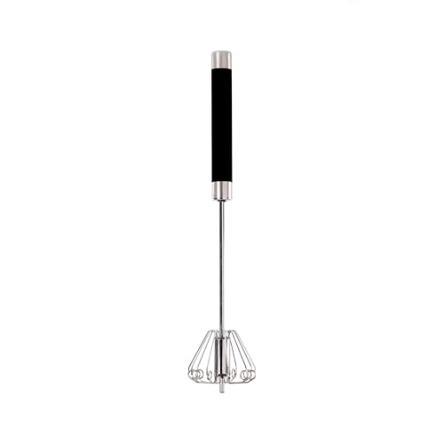 Piranha Whizzy Whisk | Stainless Steel Hand Push Whisk | Semi-Automatic Egg Beater As seen on TV| Portable Baking Mixing & Whipping Tool | Easy Clean Kitchen Gadget for Effortless Cooking (Black)