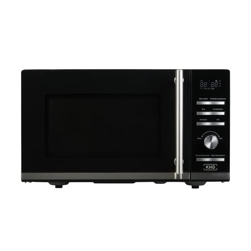 KHG Mikrowelle MW-23.1GS mit Grill 23L aus Metall in schwarz, 9 Automatikprogramme, bis 1.400 Watt, inkl. Drehteller/Grillrost, Digitalanzeige, Auftaufunktion, Kindersicherung, Endsignal