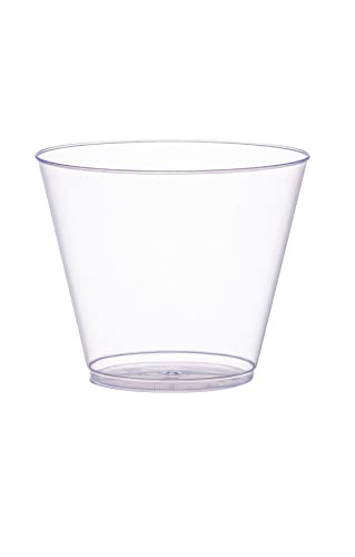 SETUP Clear Hard Plastic Cups/Tumblers [5 oz. Squat - 200 Count] Small Disposable Party Cocktail Glasses