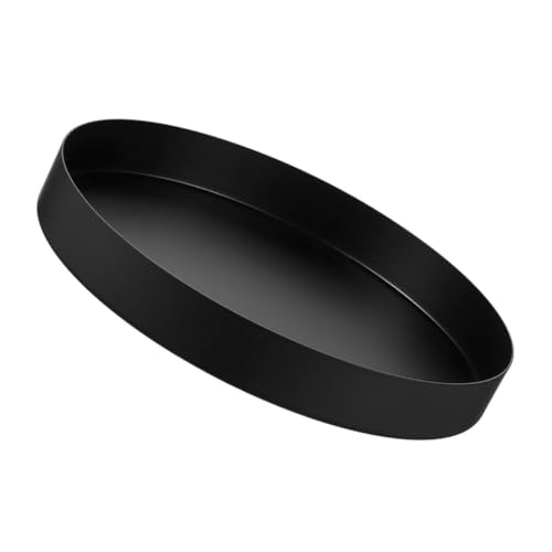 LALAFINA 北欧黒色丸型ステンレス製収納トレイ 丈夫で錆びにくい多目的装飾皿 ジュエリーや化粧品整理用 おしゃれな収納プレート