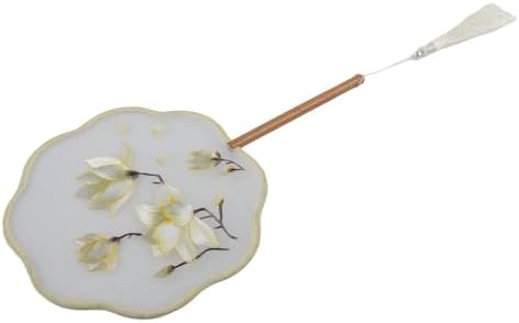Double-Sided Embroidered Round Hand Fan with Suzhou Embroidery, 8.3 Inch Ancient Chinese Hanfu Dance Fan for Wedding, Stage Performance and Summer Decoration(E)
