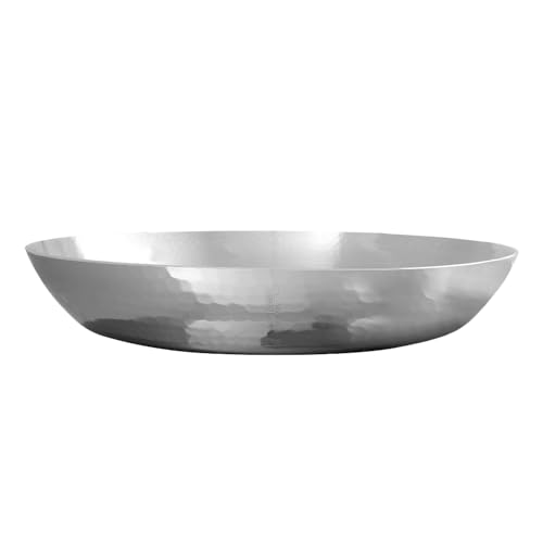 Mauviel M'Elite 5-Ply Hammered Polished Stainless Steel Seafood Pan With Cast Stainless Steel Handles, 13.7-in, Made in France