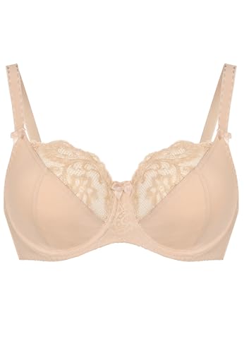 Teyli Bras for Women with Adjustable Straps - Women's Bra with lace Detail - Soft Cotton Bra - Underwired Bras Beige C34 - Image 7
