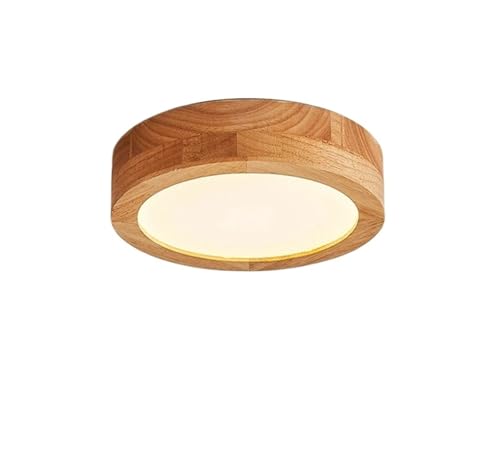 Lámpara de techo LED de madera redonda con luz de 3 colores para dormitorio