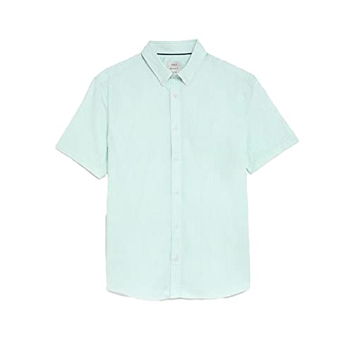 Image of Marks & Spencer Mens Striped Cotton Collared Neck Regular Fit Oxford Shirt