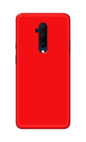 Image of Printed Hard Back Cover Case for OnePlus 7T Pro | OnePlus 7 Pro Back Cover (Plain Red) -1803