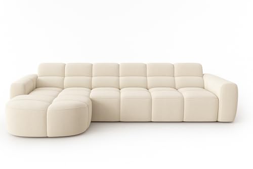 Image of LEGACY OF COMFORT Diana Modular Sectional Sofa L Shape Sofa 4 Seater Sofa Ottoman Bench As Seating for Living Room Hotel (Ivory)