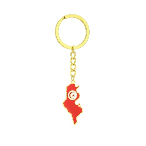 Porte-Clés Carte Drapeau De La Tunisie, Porte-Clés Souvenir Tendance De L'Amitié, Bijoux Patriotiques, Décoration De Sac De Clé De Voiture, Porte-Clés De Carte Pour Hommes Et Femmes, J