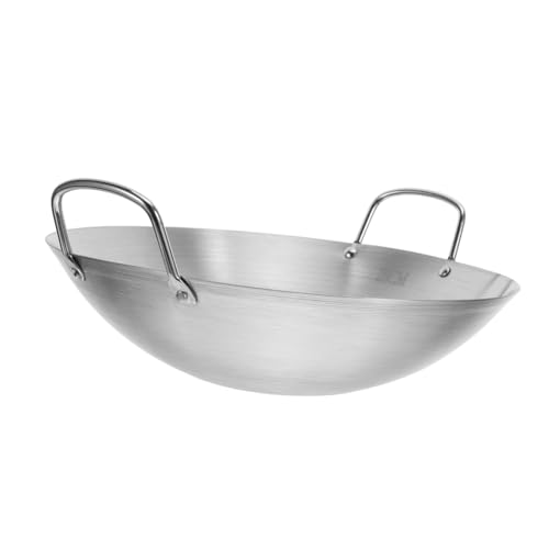 Wok acero inoxidable con dos asas y fondo redondo miniatura 1