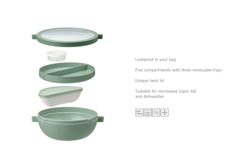 Mepal, Bento Lunch Bowl Vita, Multi-Compartment, Extra Bowl with lid, Dressing Container & Tray, Bento Box, Salad Lunch Box - Image 4