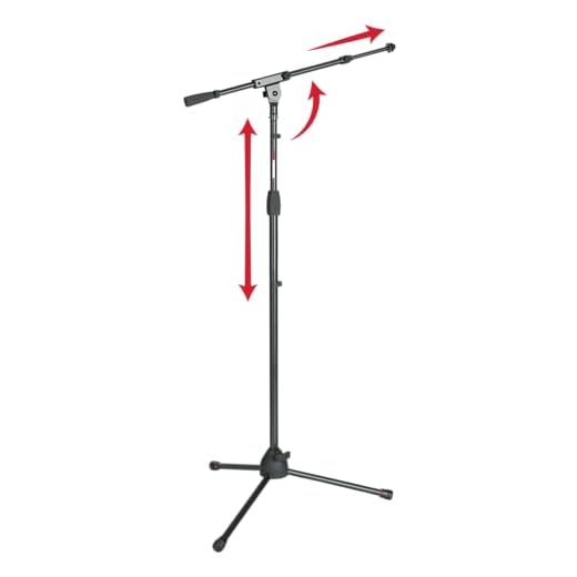 Gator Frameworks Tripod Mic Stand with Soft Grip Twist Clutch, Boom Arm, and Both 3/8" and 5/8" Adapters; Min/Max Height - 6"/99" (GFW-MIC-2020),Black