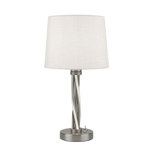 Vegas Lampe de table à LED torsadée 60 W Argenté/satiné plaqué blanc