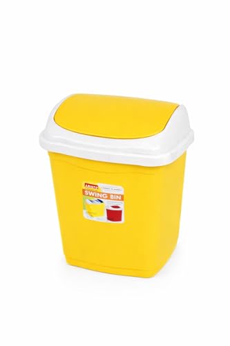 Image of ARISTO Plastic Small Swing Dustbin 9 Ltr (Yellow)