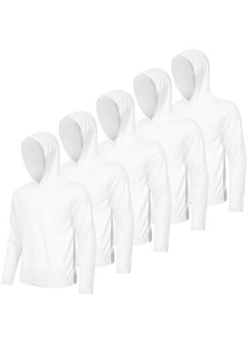 Image of 5 Pack Men's UPF 50+ Sun Protection Hoodie Shirts Long Sleeve Shirts Quick Dry Lightweight for Running Workout Hiking Fishing