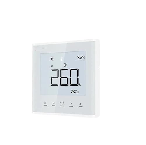 Panel De Control De Temperatura De Aire Acondicionado Central Termostato Inteligente Wifi For 2 Y 4 Conductos Temperatura De Calefacción Y Refrigeración 3 Velocidades(2 Pipes-All White,Wifi Version)
