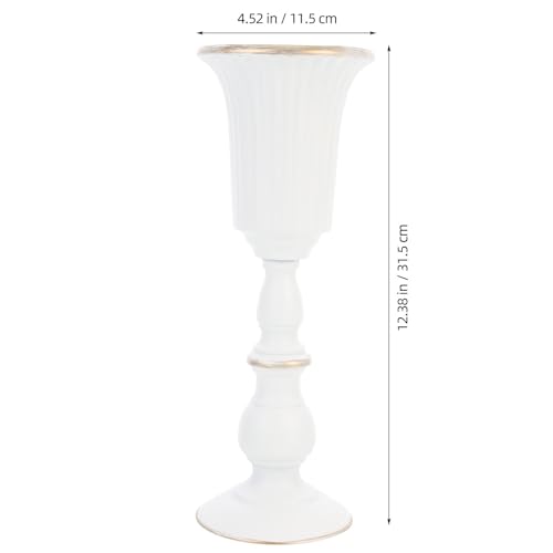 Jarrón de metal blanco fácil de mantener y duradero para centros de mesa 3