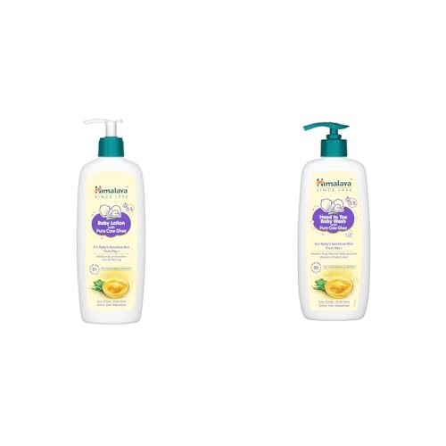 Image of Himalaya Baby Lotion with Pure Cow Ghee & pH 5.5 (400 ml) + Himalaya Baby Head to Toe Wash with Pure Cow Ghee & pH 5.5 (400 ml)