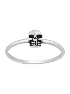 Treasure BayWomen's Girls Skull Ring Delicate Skull Ring Fingers Ring 925 Sterling Silver Size: L, N, M, P, R, T