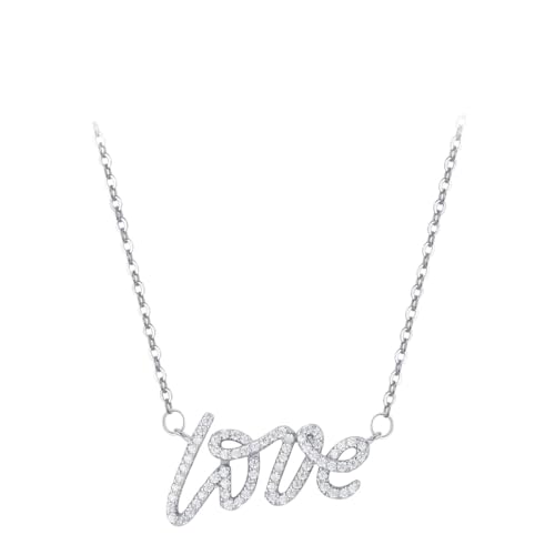 Collier argent 925 anti-ternissement avec pendentif lettre d'amour en zirconium durable